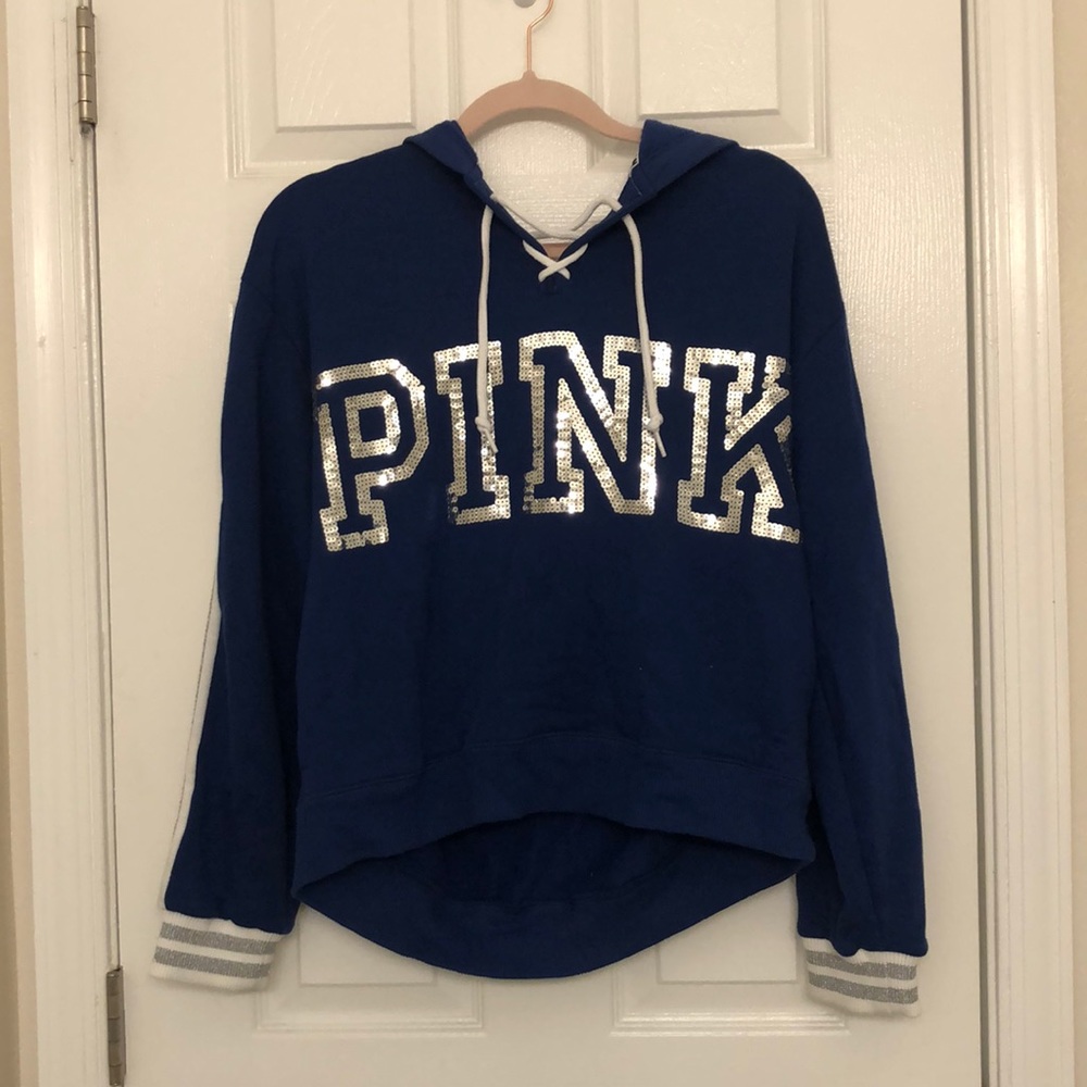 Blue hoodie by pink